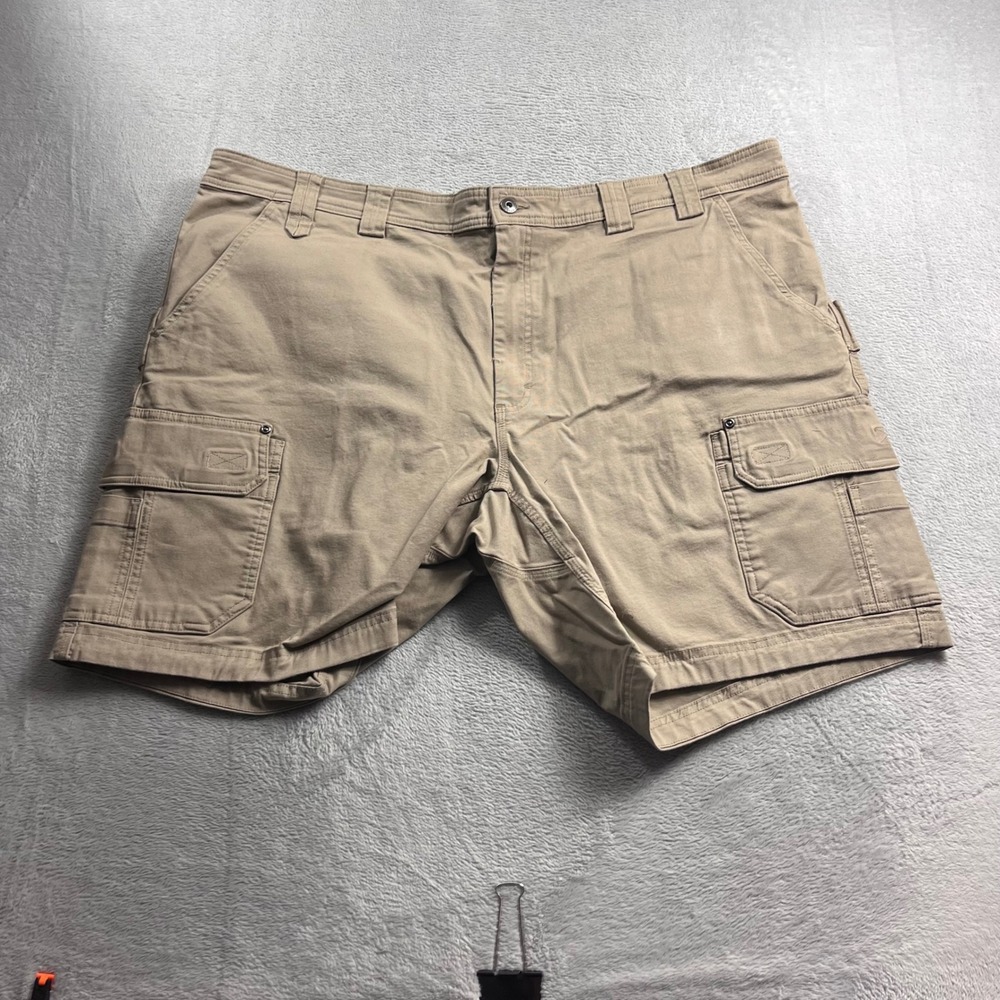 Duluth Trading Co Mens 46 DuluthFlex Fire Hose Relaxed Fit 9 Cargo Shorts Tan